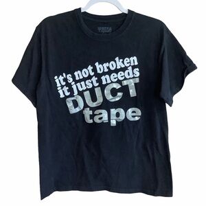 Lifestyle Legends Duct Tape Graphic T-Shirt Tee Unisex Medium Black Not Broken